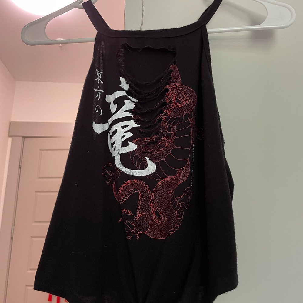 Fashion Nova Black and Red Dragon Tank Top